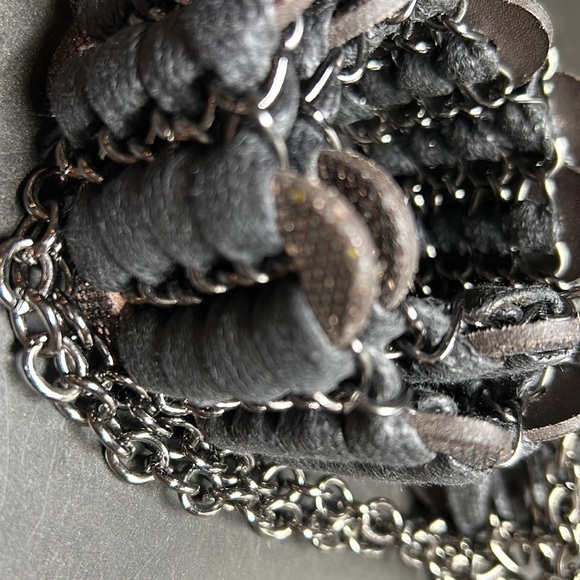 Chicos belt adjustable copper sequin ovals linked by weaving ovals with chain. main image 13